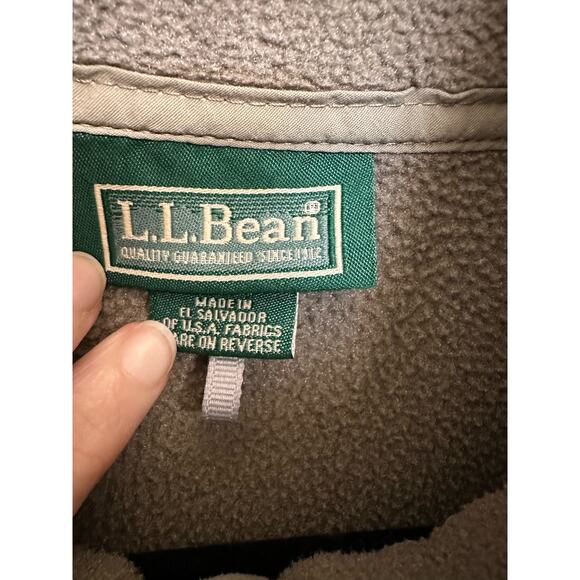 Vintage LL Bean Jacket Men Small Olive Green Fleece Snap T Pullover 90s Polartec - Picture 2 of 10